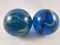 2 Boulders 35mm SEA TURTLE Marbles glass ball Clear Blue/Greenhuge Swirl